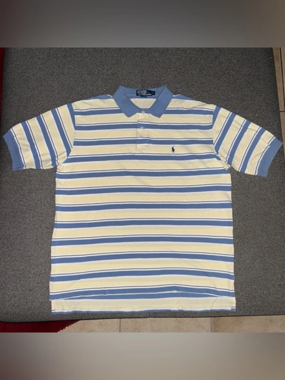 Rare 90s Polo Ralph Lauren Blue & Yellow Striped Polo Shirt